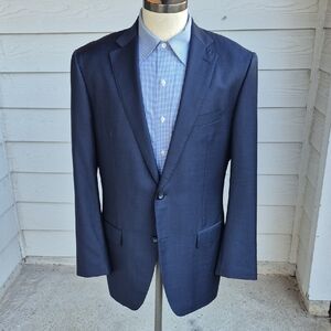 TRUNK CLUB Custom Dark Blue Solid S140s Wool Scabal Cloth 44‎ R Mens Sport Coat